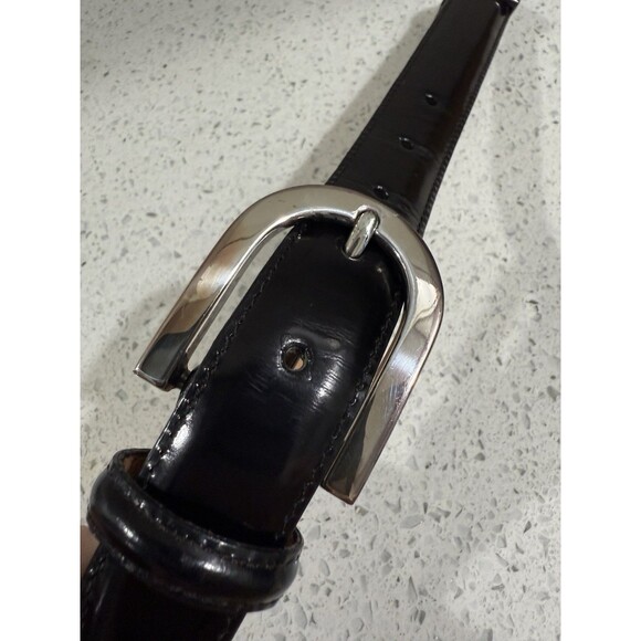 Brighton Women’s Belt S Black Leather Metal Folding Hinge Silver 1996 Vtg EUC main image 6